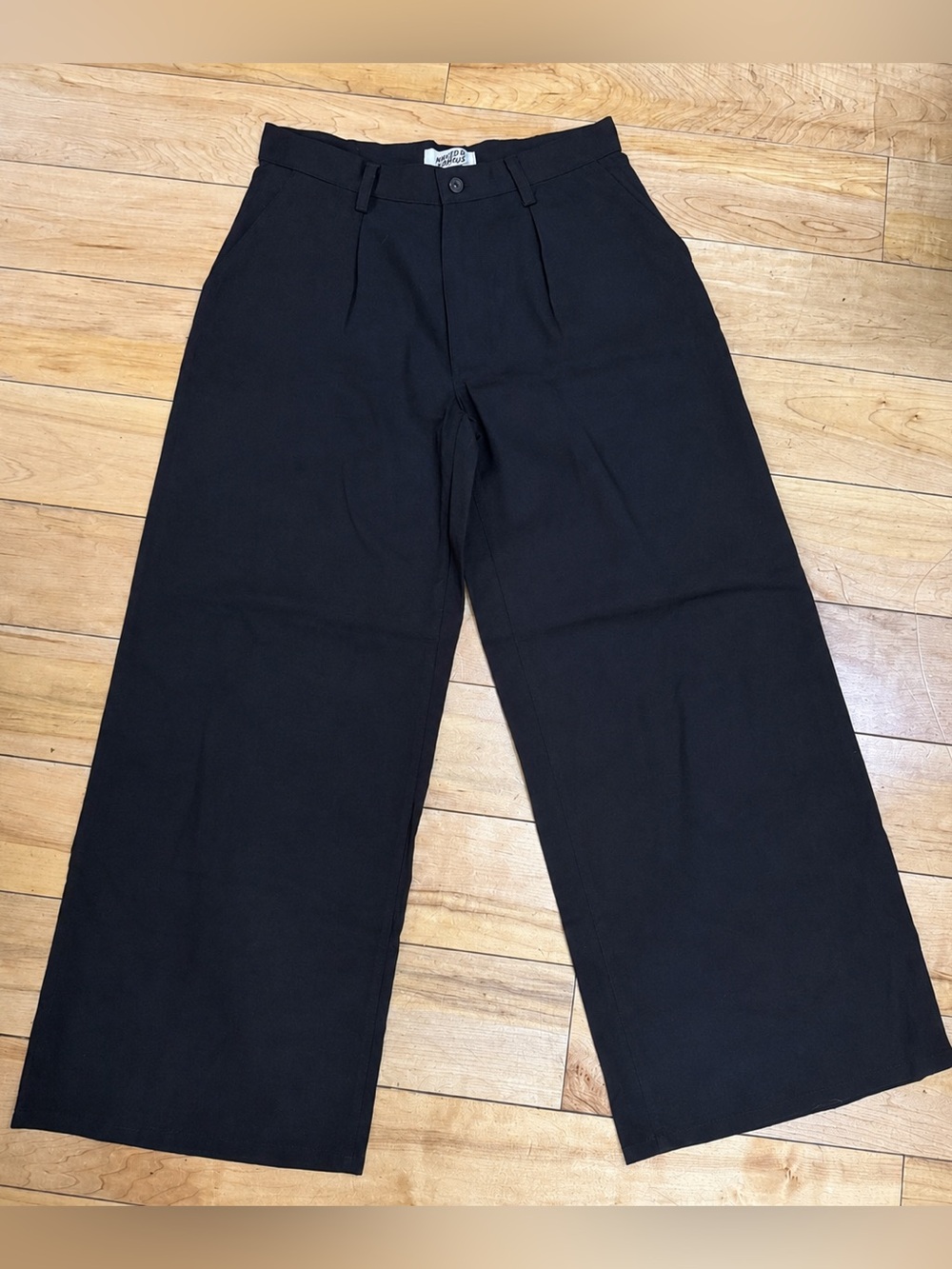 Naked & Famous Wide Leg Trouser Black Oxford Cotton Pants 32 NWT Made in Canada